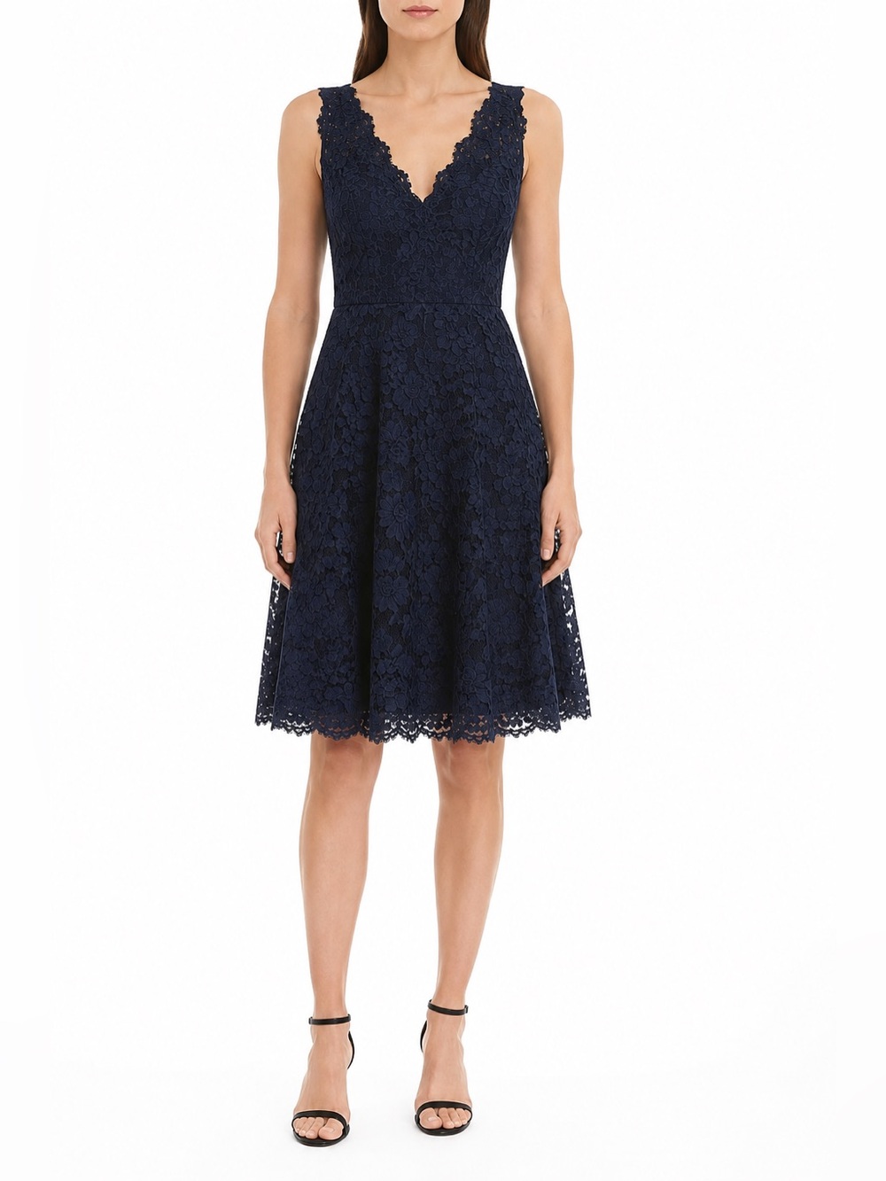 NWT Vera Wang Navy Lace Fit & Flare Dress NWT